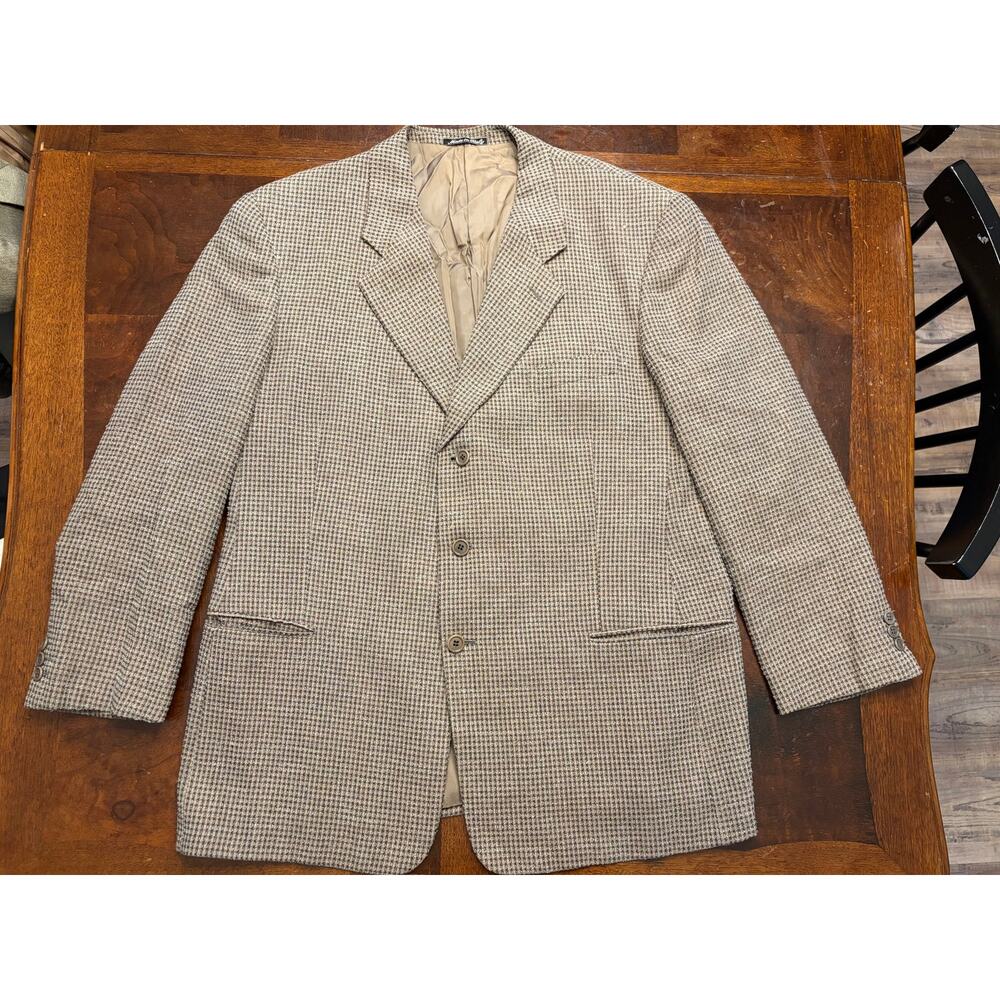 Mani by Armani Italy Men’s 46R Houndstooth Blazer Preowned Tiny Hole